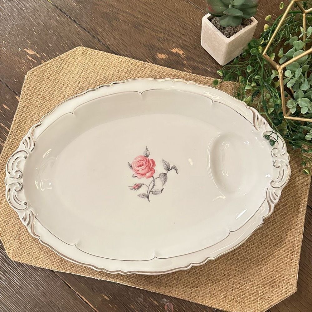 Haviland Limoges France Bagatelle Vintage 14”‎ Rose Oval Serving Platter